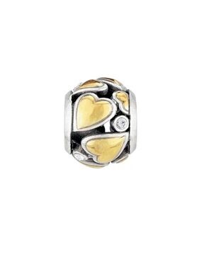 Retired Brighton “Crazy Love” Bead Silver & Gold Hearts With Crystals #J92562